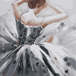 Bailarina y vestido gris