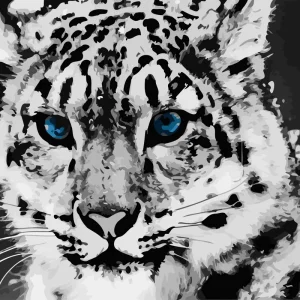 Retrato de un tigre con ojos azules