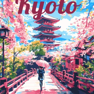 Póster de Viaje Kioto en Flor