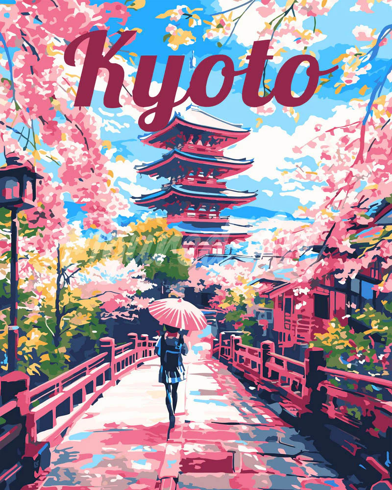 Póster de Viaje Kioto en Flor