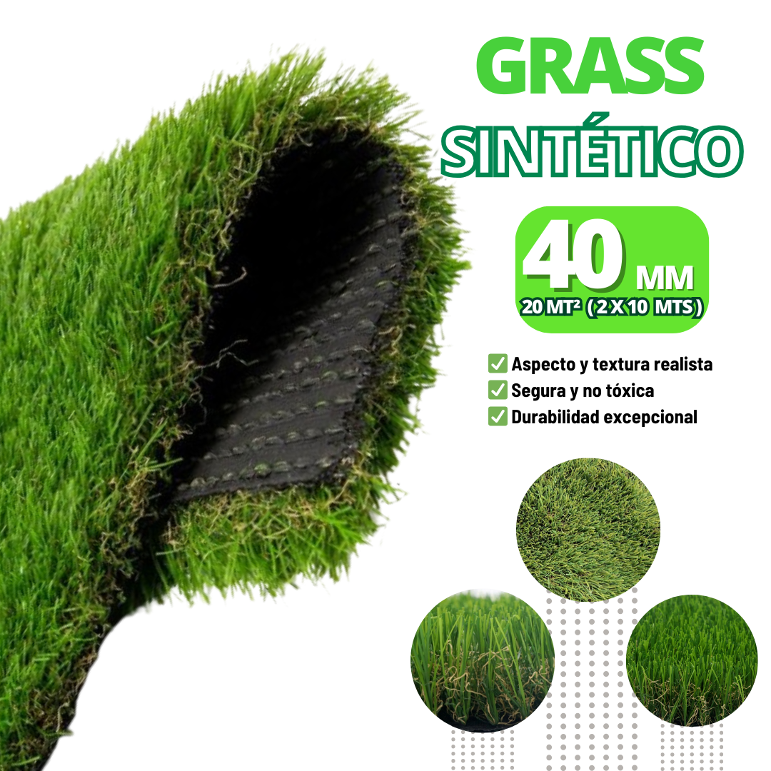 Grass sintético 40 MM – 20 MT² ( 2 x 10 MTS )