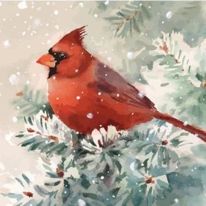 Pájaro rojo debajo de la nieve