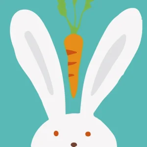 Pintar por números niños - Conejo y zanahoria en el aire
