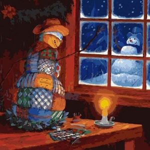 Ventana De Navidad Con Muñeco De Nieve